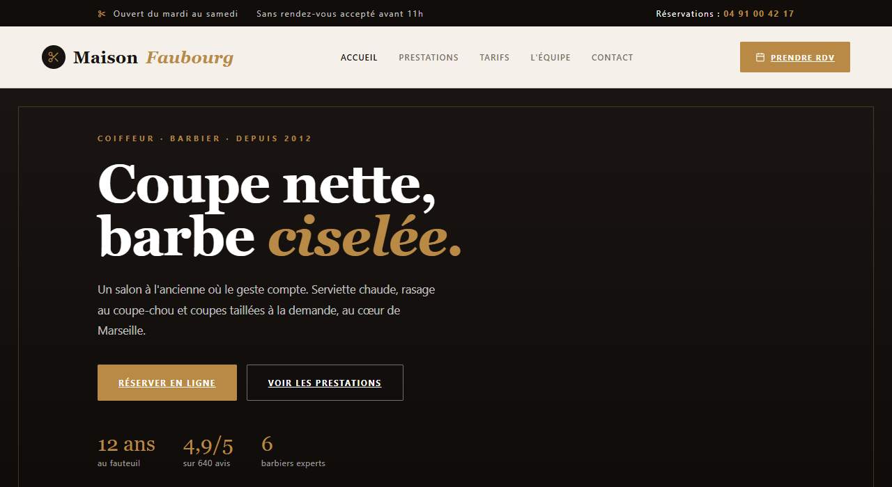 Modèle de site — barbier