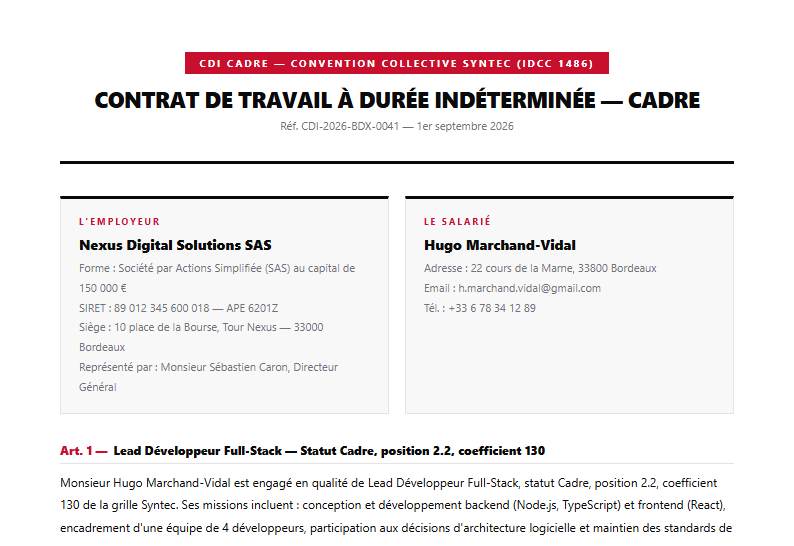 Aperçu d’un modèle de contrat